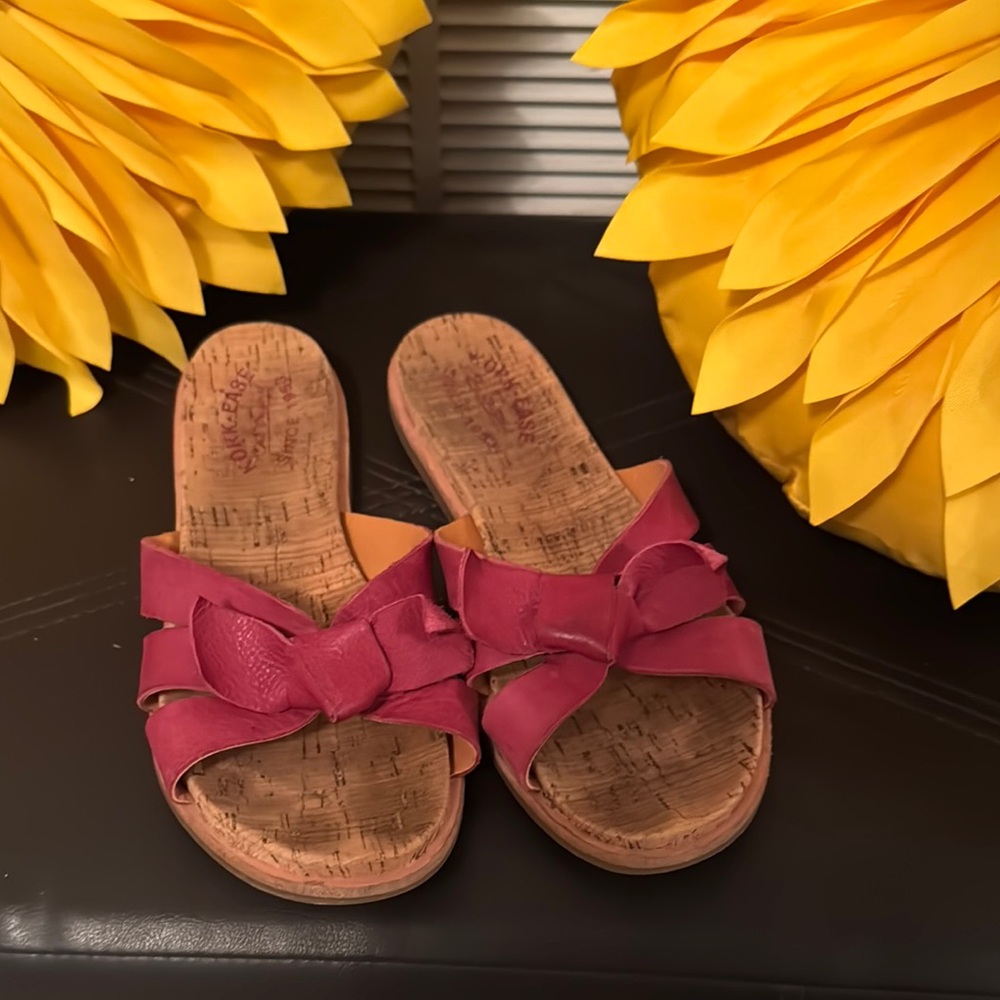 Kork-Ease Pink and Orange Slide Sandals with Bow
